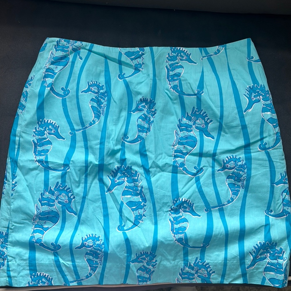 Lilly Pulitzer Blue Seahorse Print Skirt - Size 12